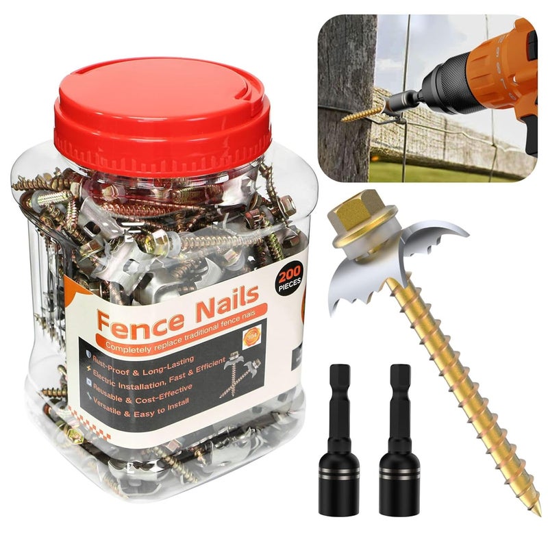 LIFENCE 200 PCS Fence Staples–304 Stainless Steel Fence Nails for Softwood Reusable Fasteners Wire Fencing Screws for Mesh/Woven Wire, Quick Power Drill Installation – Ideal for Farms, Gardens & Outdoor Use - Image 1